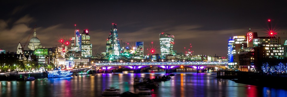 Thames River Lights Panorama Night London